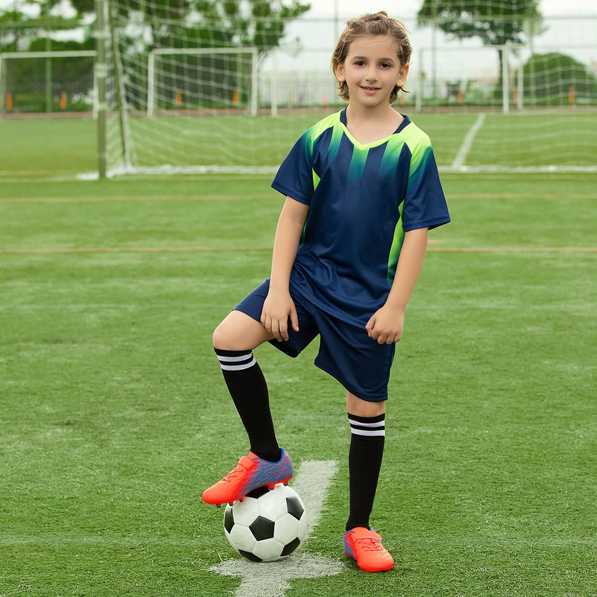 JABASIC Kids Firm Ground Fußballschuhe Jungen Mädchen Sportliche Fußballschuh
