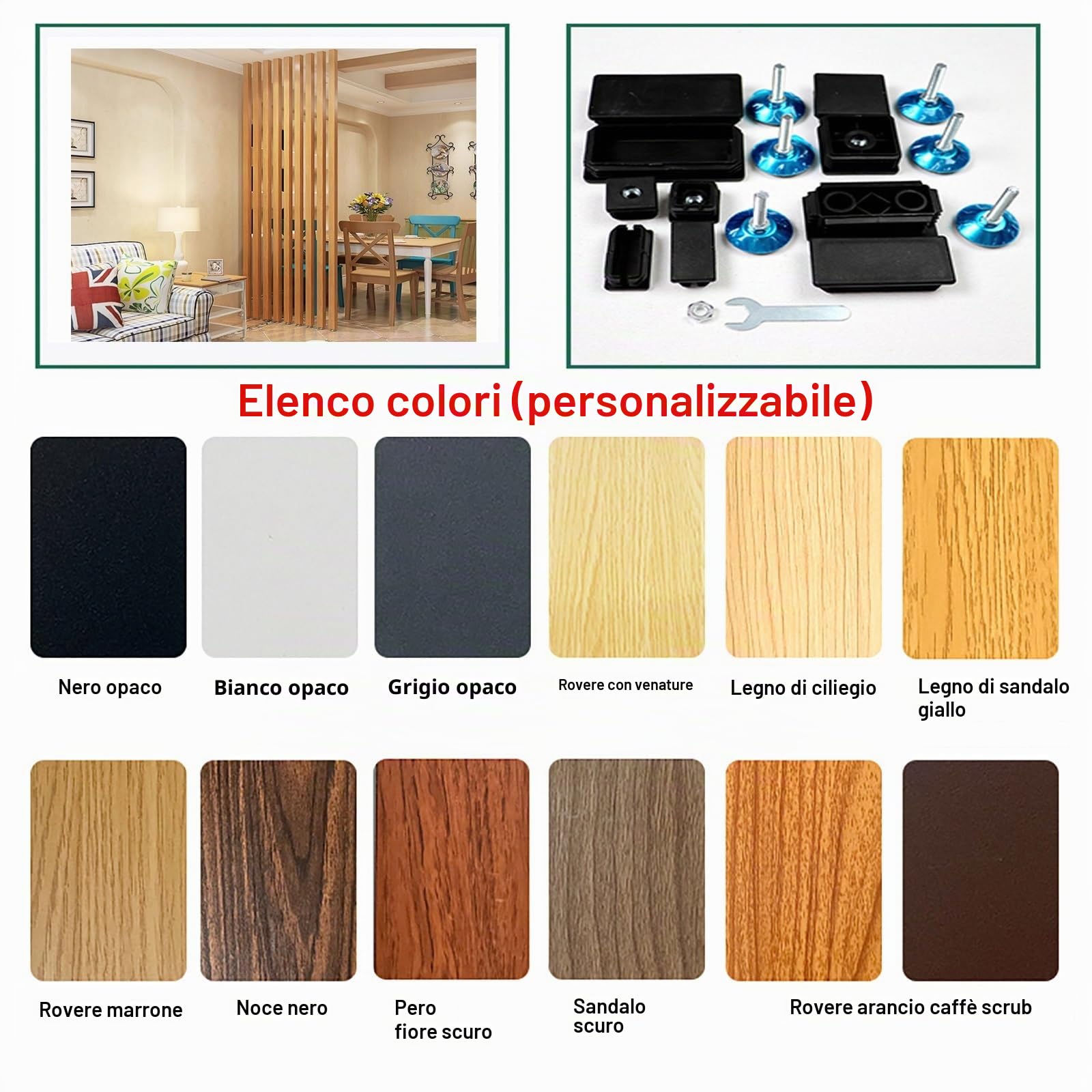 Pareti divisorie per interni，divisorio per ambienti da pavimento a soffitto，Pilastro per protezione privacy con doghe in legno per soggiorno(4 root,110cm/43.3in/3.60ft)