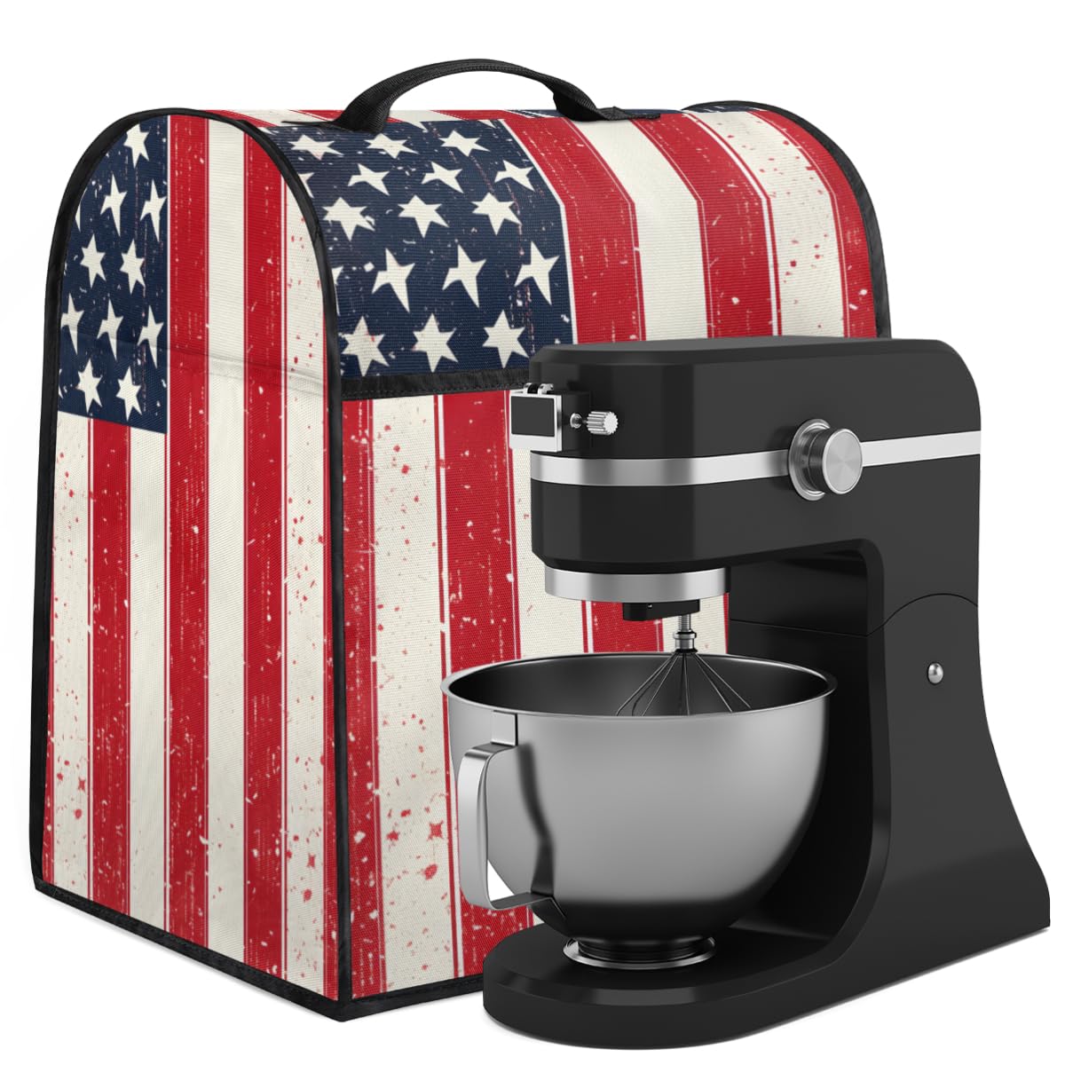 Coffee Maker Cover American Flag Kitchen Appliance Covers Small Appliance Covers Blender Cover Juicer Cover Dust Covers for Kitchen Appliances with Top Handle and Pockets,Washable,B693
