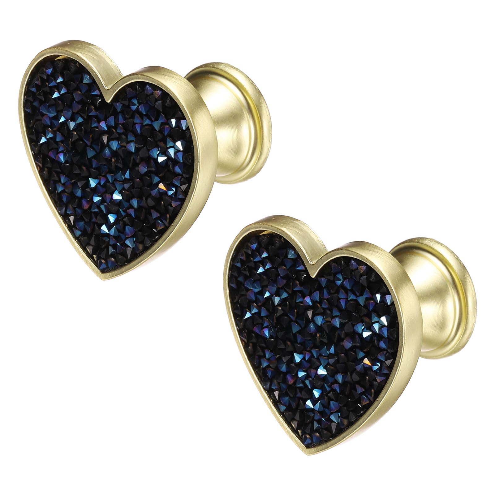 sourcing map 2Pcs Drawer Knobs, Zinc Alloy Decorative Heart-Shaped Pull Handles with Screws for Furniture Dresser Wardrobe Cupboard, Crystal Blue
