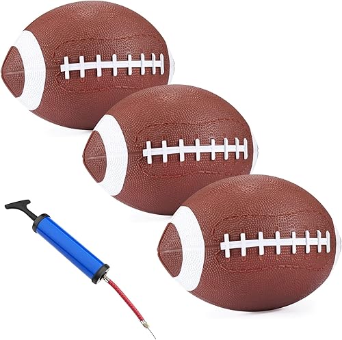 HAGAVALA Mini balones de fútbol para niños de 5 a 7 años, 3 paquetes de 7.5 pulgadas, fútbol americano americano para niños, suave y extra agarre,