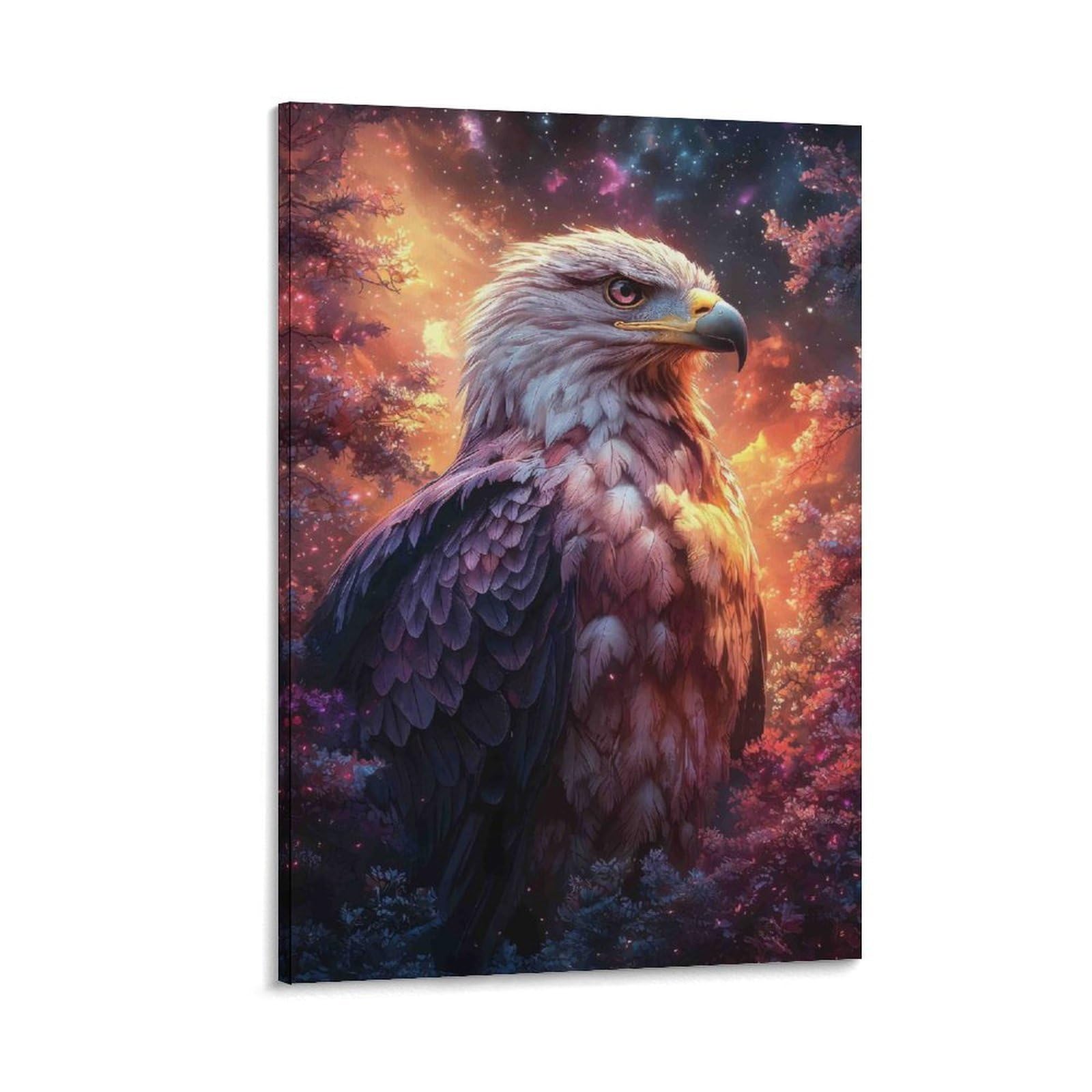 DHBANEIOK Eagle in Cosmic Forest Poster Artwork Giclee Canvas Prints Modern Wall Art Picture Wall Hanging for Dining Room Kitchen Home Office Decor 24x36inch(60x90cm)