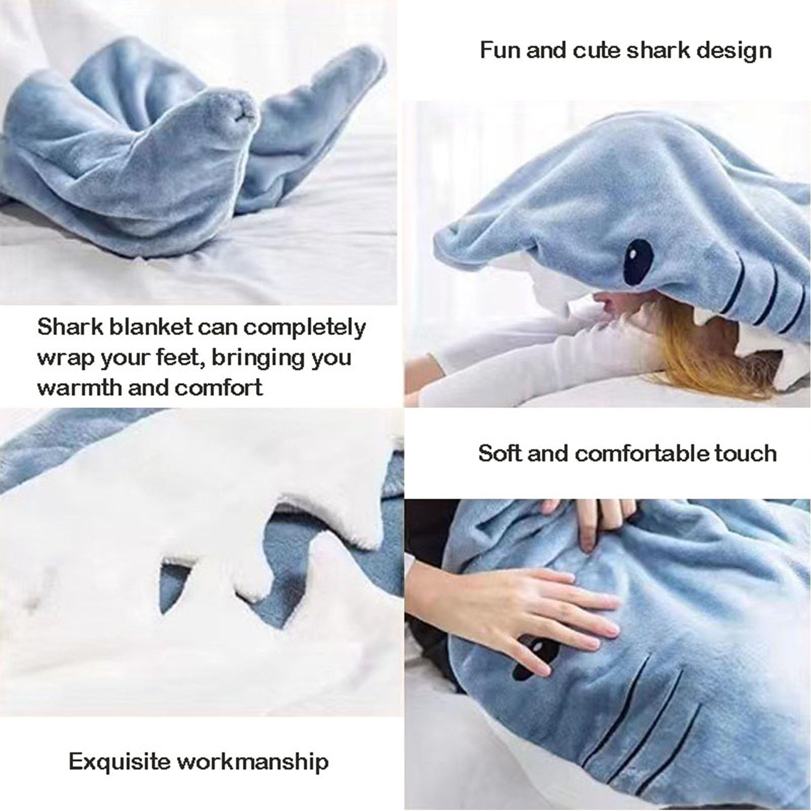 Sacco A Pelo A Forma Di Squalo - Coperta Indossabile In Flanella Morbida, Costume Divertente Per Adulti E Bambini - Foto 8