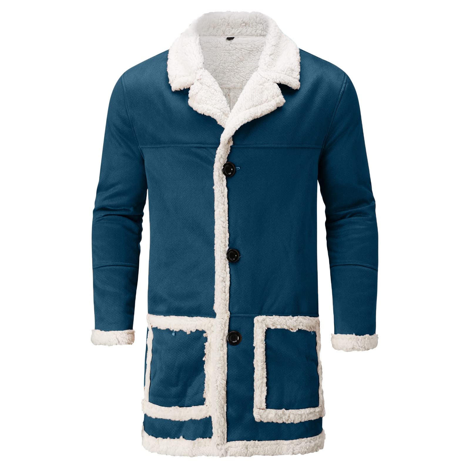 Abrigo de forro polar de ante para hombre, abrigo de forro polar de ante para hombre, gabardina clásica de un solo botonadura, ropa exterior térmica gruesa, casual, resistente al viento, gabardina
