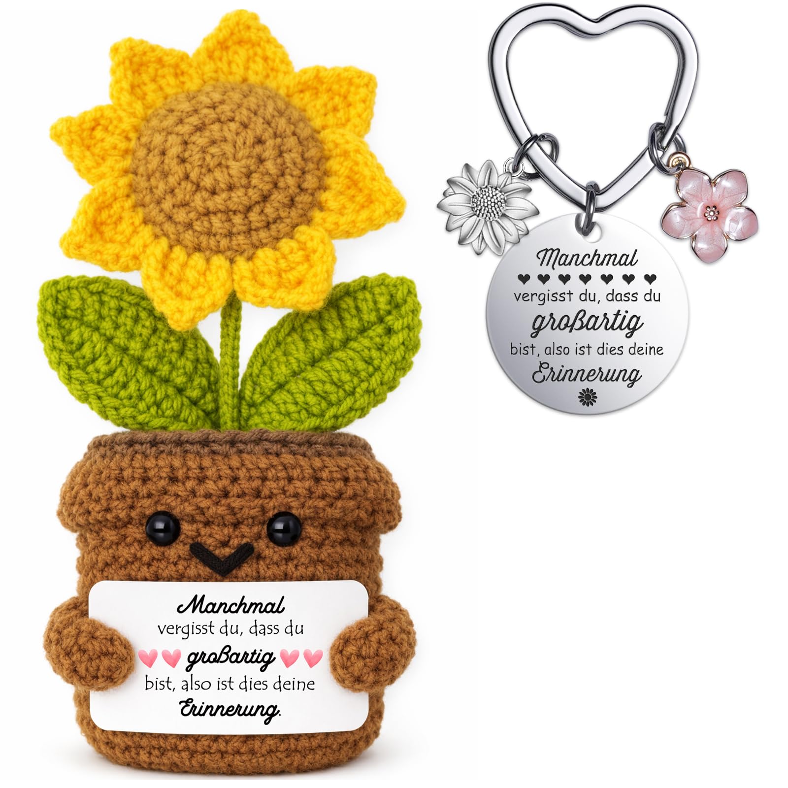 Farbeele Geschenke für Frauen, Einschulung Geschenk, MutmacherGeschenk | Gute Besserung, Geburtstagsgeschenk für Freundin, Schwester, Familie, Positive Figur mit Glücksbringer Schlüsselanhänger