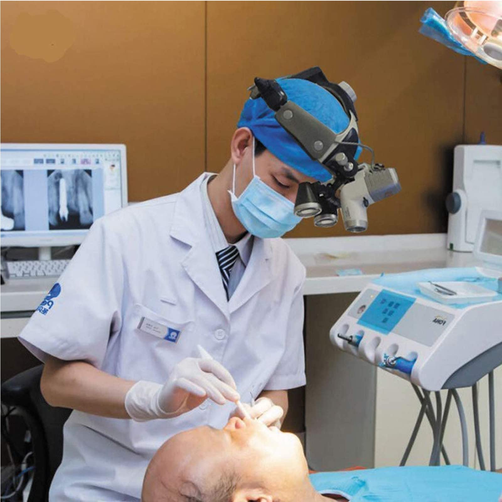 Lampada Frontale A LED 3.5xr Dentale, Lente d'Ingrandimento Binoculare per Chirurgia Odontoiatrica con Faretto, Lente d'Ingrandimento Dentale Binoculare per Esame Orl