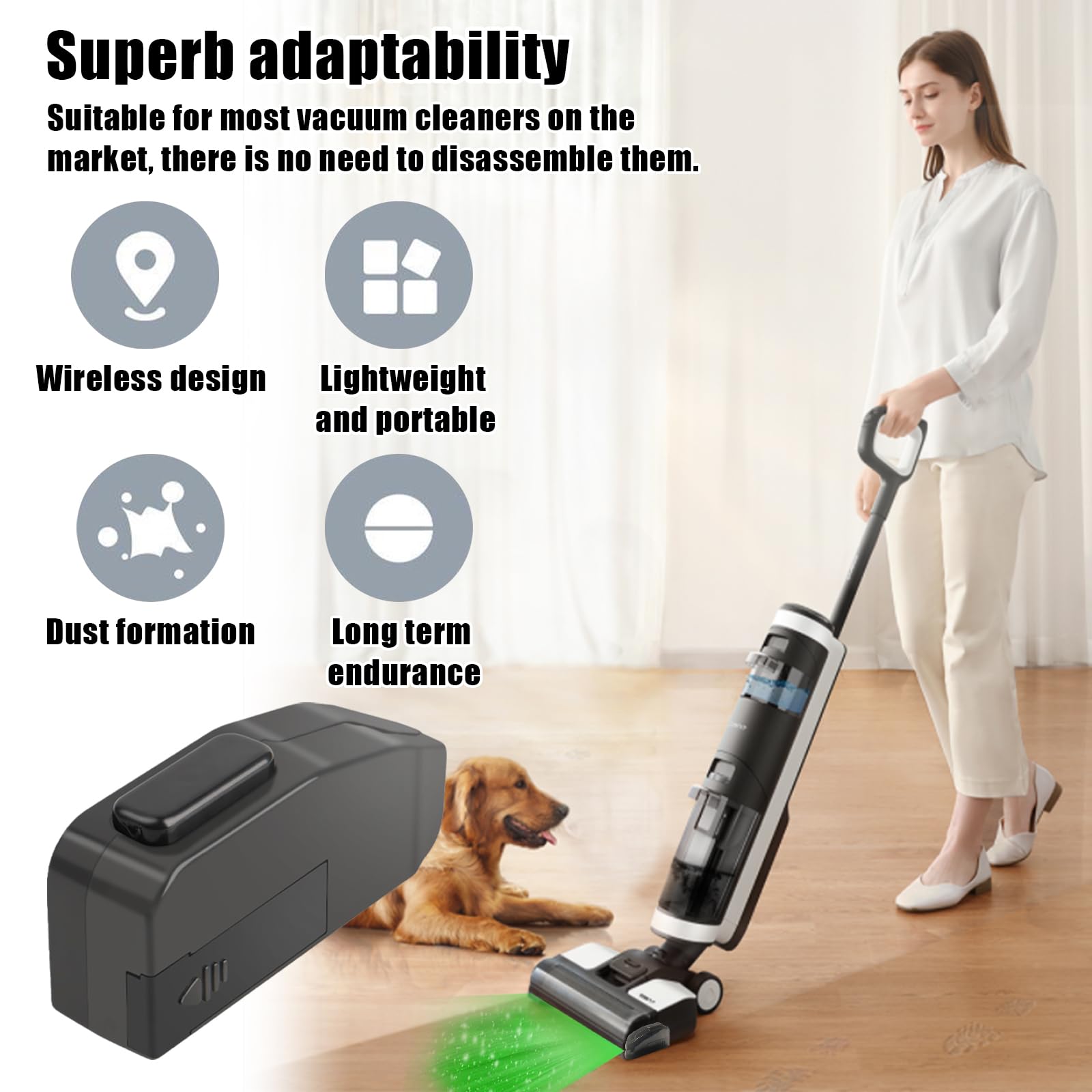 Lámpara LED para aspiradora con Detector de Polvo Universal, luz LED Verde para Detector de pelos de Animales, Accesorio para Cabezal de aspiradora