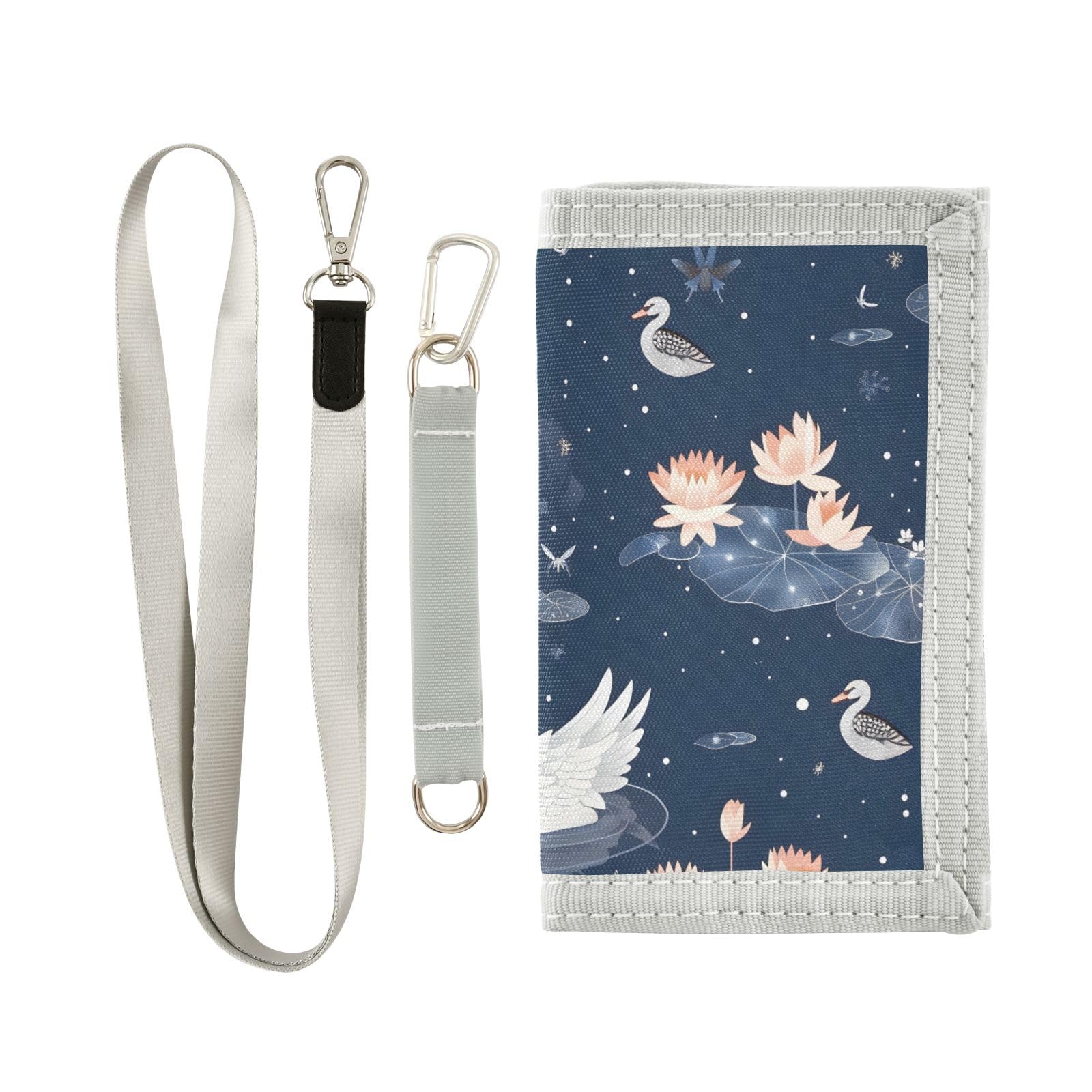 ALAZA Kids Wallets for Boys Girls Toddler Trifold Wallet Children Small Swan Lotus with Zipper Coin Pocket