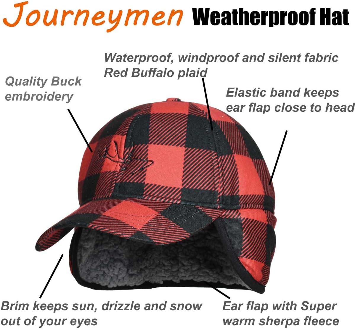 EDTREK Journeyman Weatherproof Winter Hat with Sherpa Lined Ear Flap - Mens Womens Waterproof Windproof Cold Weather Hat