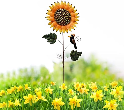 Miniatura 3 de Letrero decorativo de metal con estacas de jardín de flores, para patio, decoración de camino, decoración de interiores y exteriores (33.5 pulgadas