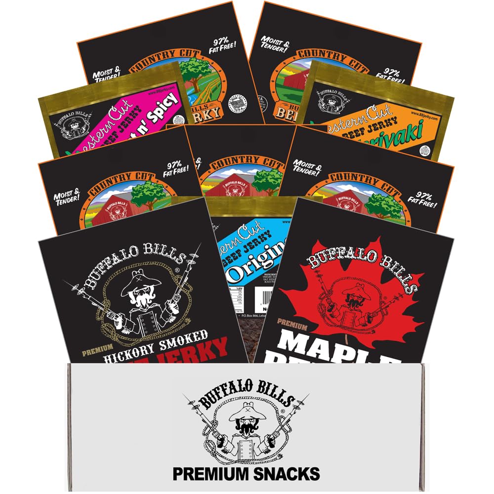 Buffalo Bills 10-Piece Mostly Mild Jerky Sampler Gift Box (10 packs of mostly mild jerky)