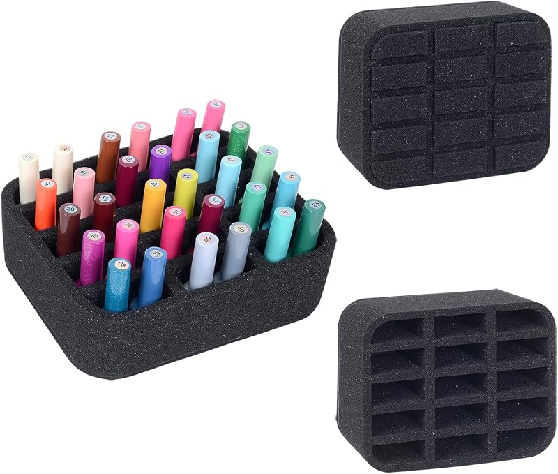 Organizador de Esmaltes YAHOURWAT em Espuma com 15 Compartimentos, Ajustável para Gavetas e Estojos, Preto