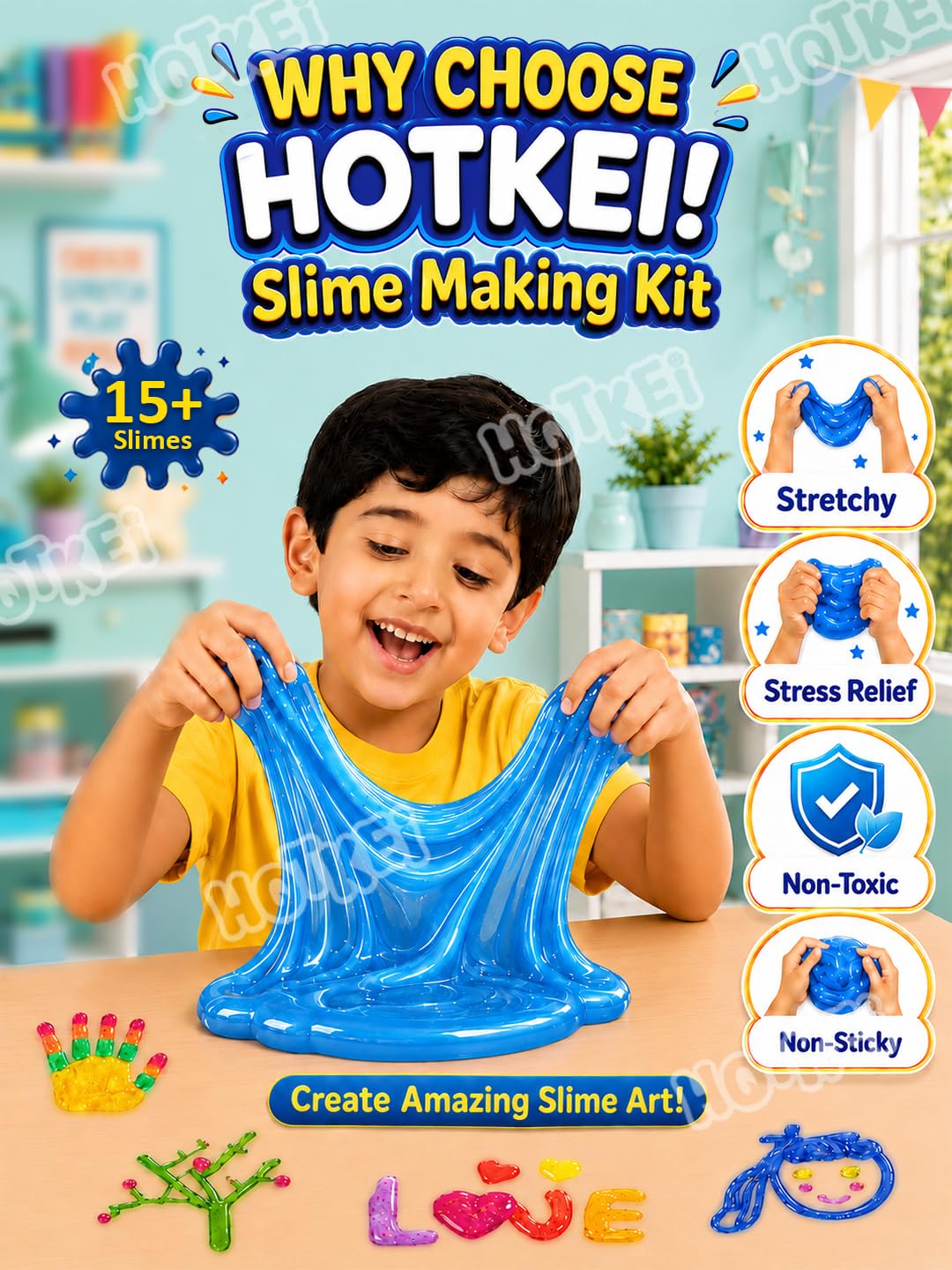 HOTKEI Decor Slimes Making Kit Multicolor Scented DIY Toy Slimy Slime Activator Glue Gel Jelly Putty Making kit Set Toy Birthday Gift for Boys Girls Kids 3 Colored Glue | 1 Activator | Accessories — Amazon image 5