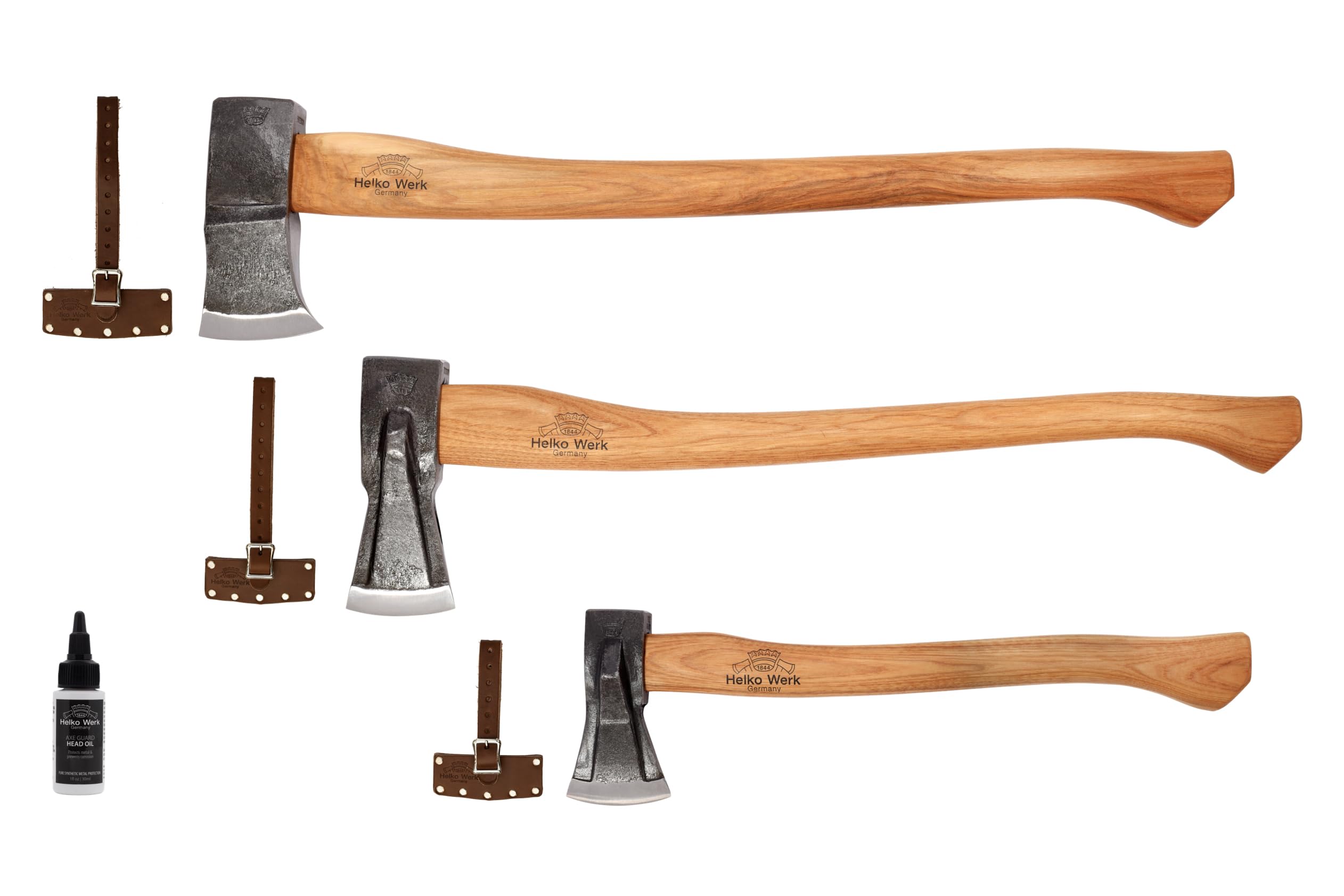 1844 Helko Werk Germany Axe Collection - 3 Traditional Splitting Axes Set - Saxon, Spaltaxt, Mini Spalter