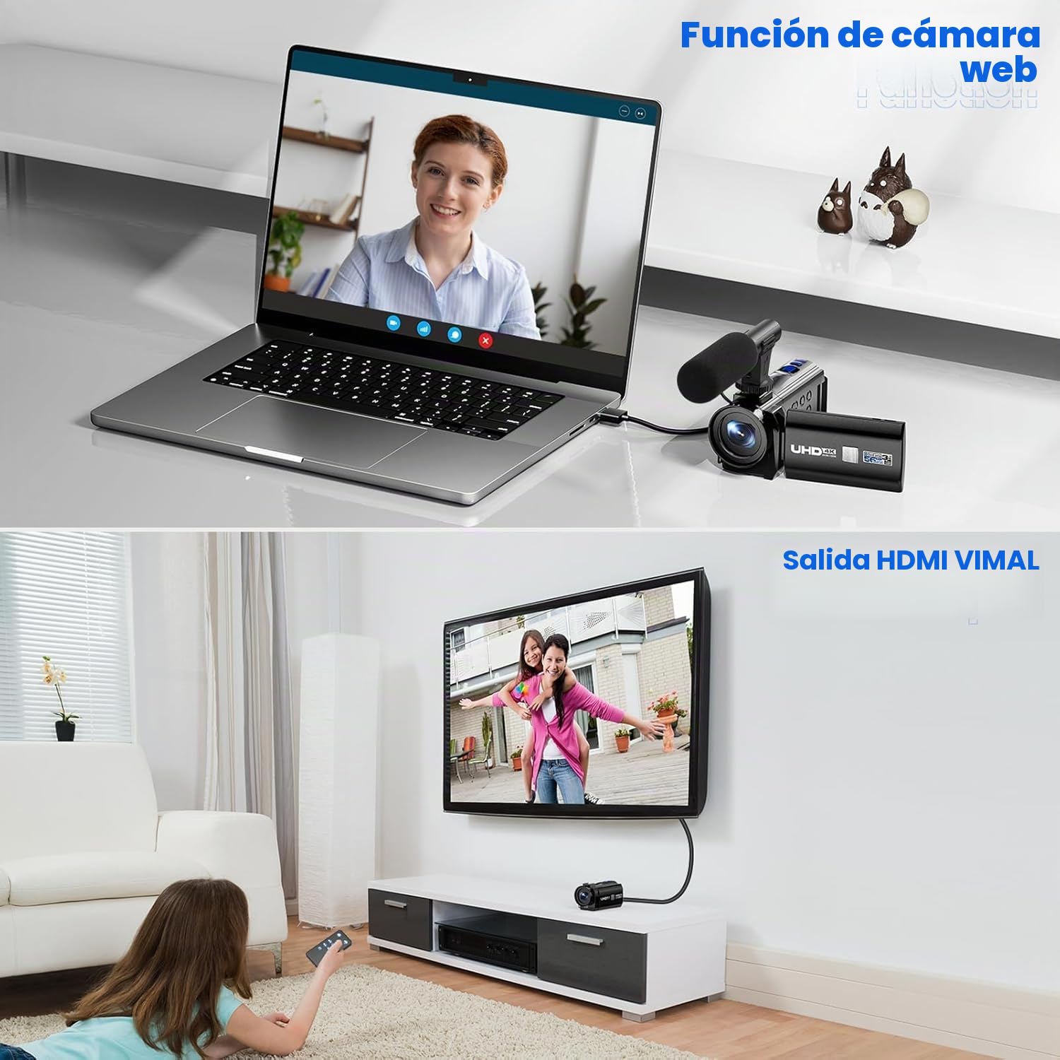 5K Cámara de Vídeo Videocámara 56MP WiFi Doble Lente Cámara Vlogging para Youtube con 16X Visión Nocturna Infrarroja, Pantalla Táctil 3" Camcorder con 2 Baterías, Tarjeta 64GB, Mando a Distancia