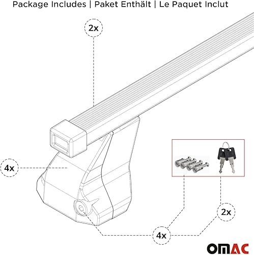 Miniatura 7 de OMAC Juego de barras transversales de techo de punto fijo para BMW Serie 5 (E39) 1996 a 2003, portaequipajes, 165 libras, aluminio, 2 piezas, negro