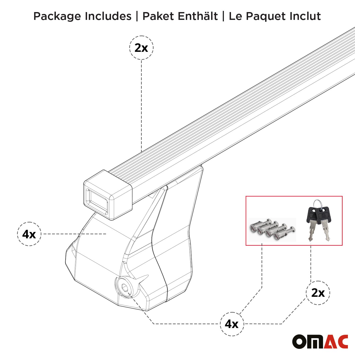 OMAC Barres de Toit transversales en Acier pour Peugeot 5008 I 2009-2016 – Antivol Inclus – Testées City Crash – DIN 75302:2019 – ISO/Pas 11154:2006 – Charge Max 75 kg Noir