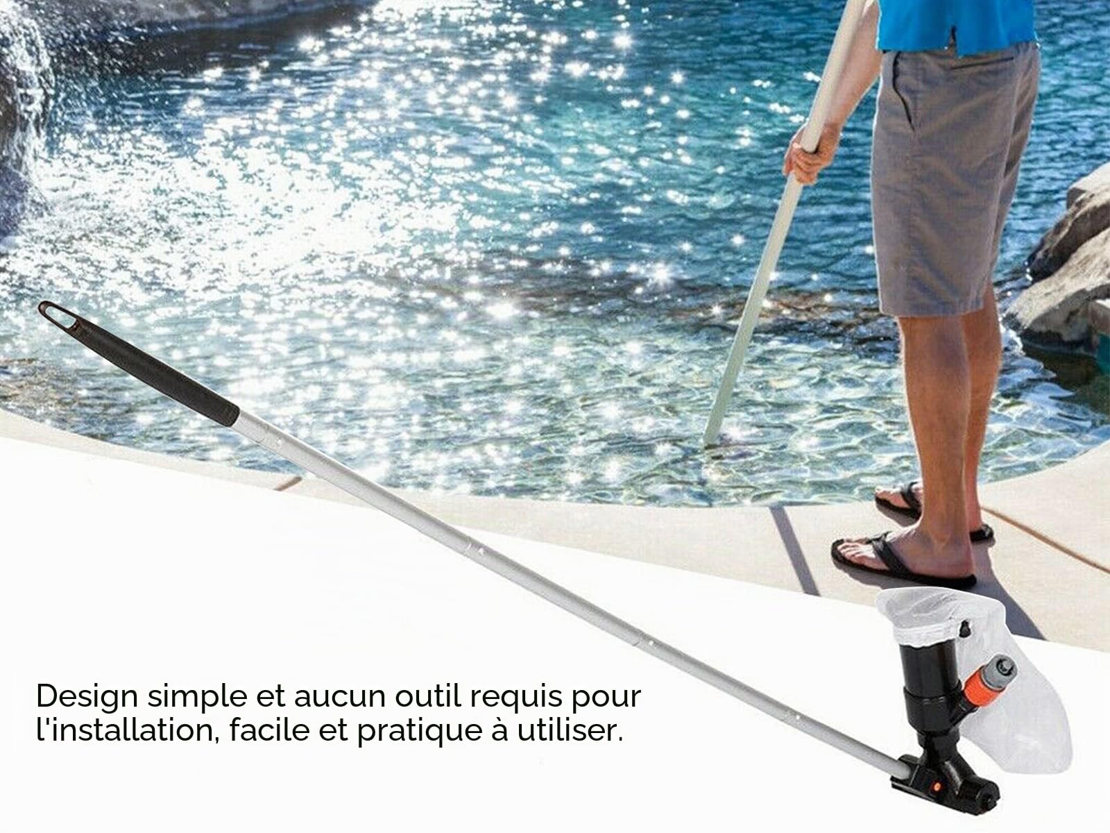 Aspirateur Piscine Hors Sol Manuel, Aspirateur De Piscine pour Tuyau D'Arrosage, Hydraulique Aspirateur Spa Et Bassin De Jardin, Aspirateur Bassin Creusée Fond Et Parois, Mur sans Électricité (Nero)