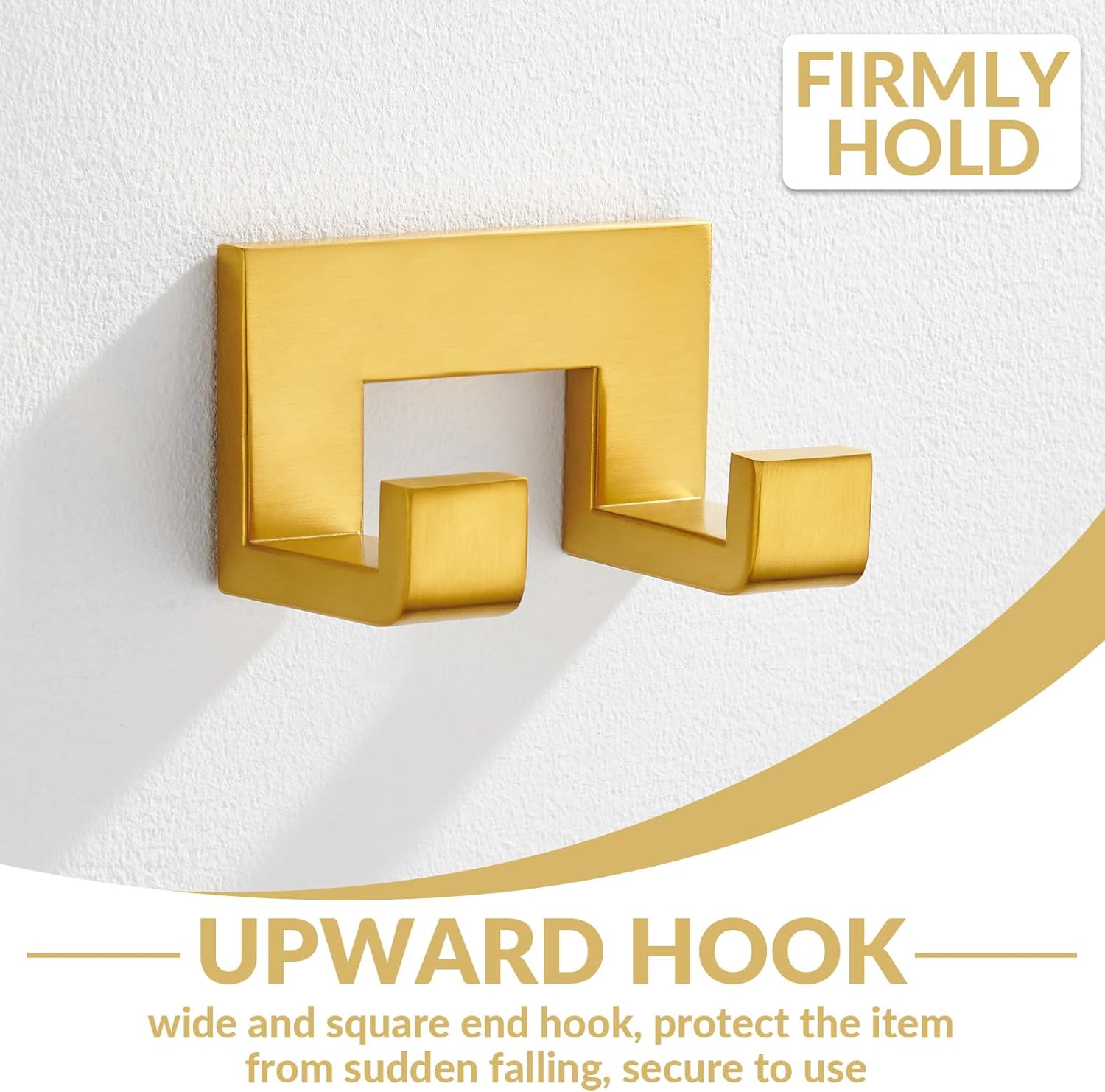 APLusee Brushed Gold 304 Stainless Steel Double Robe Towel Hook, Towel Bar for Bathroom Bundle, Wall Mounted