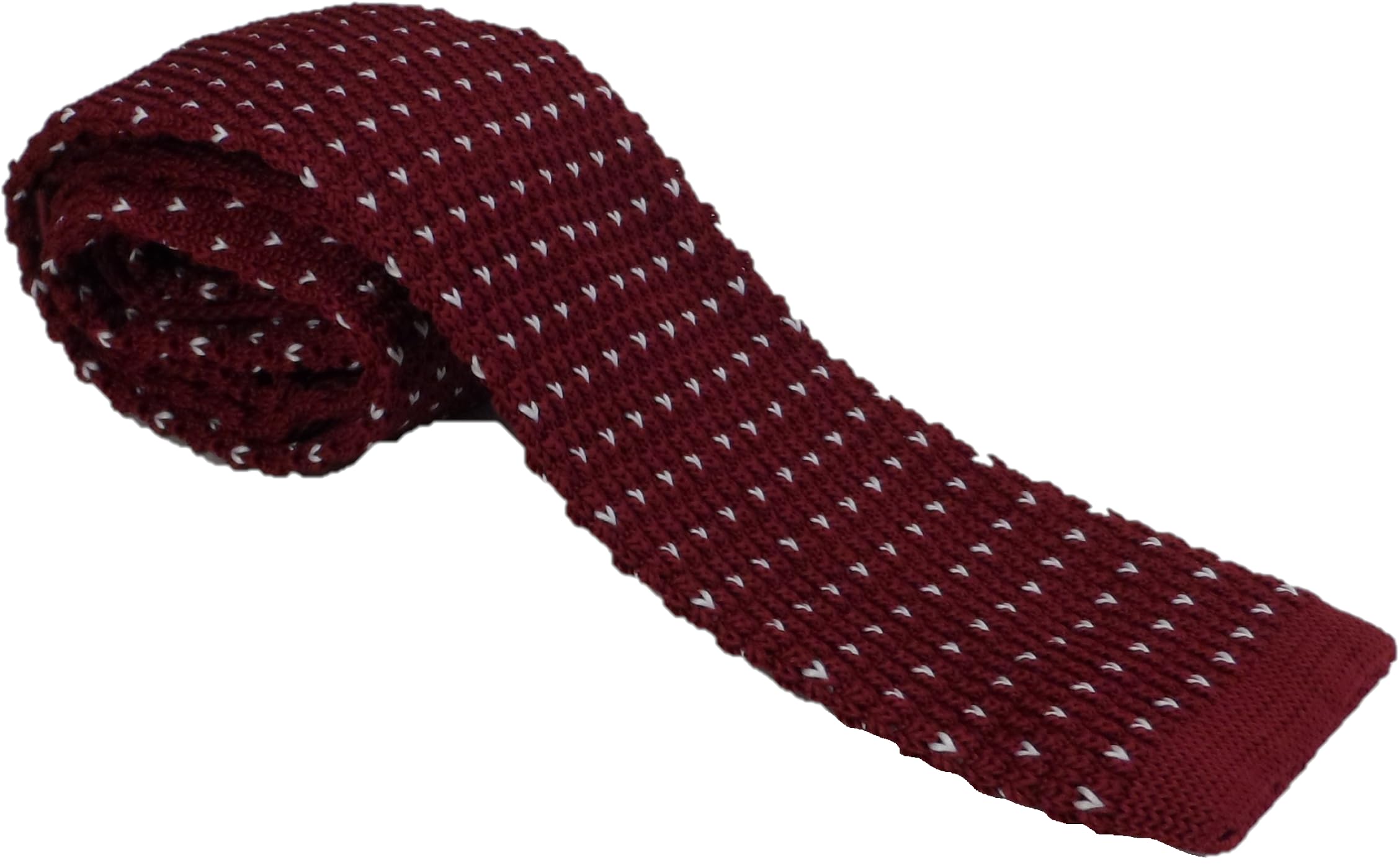 Mazeys Men's Burgundy/White Retro Mod Knitted Ties… ()