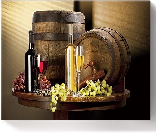 Kits de manualidades de bricolaje para pintar por número copas de vino retro barril y uvas de frutas kit de pintura en lienzo con pinturas y