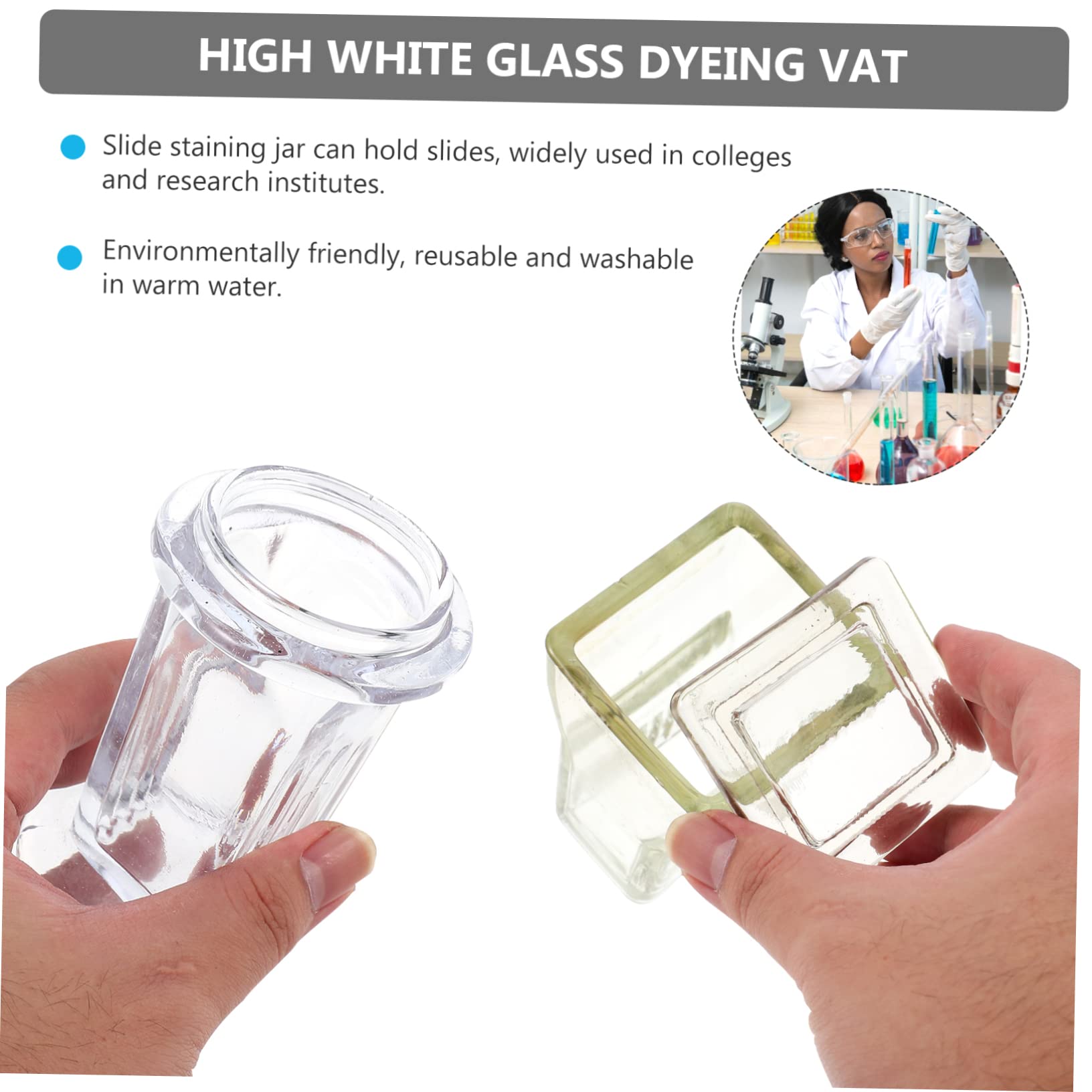 Färbeglas 3 Satz aus Glas für Labor Objektträger und Deckgläser