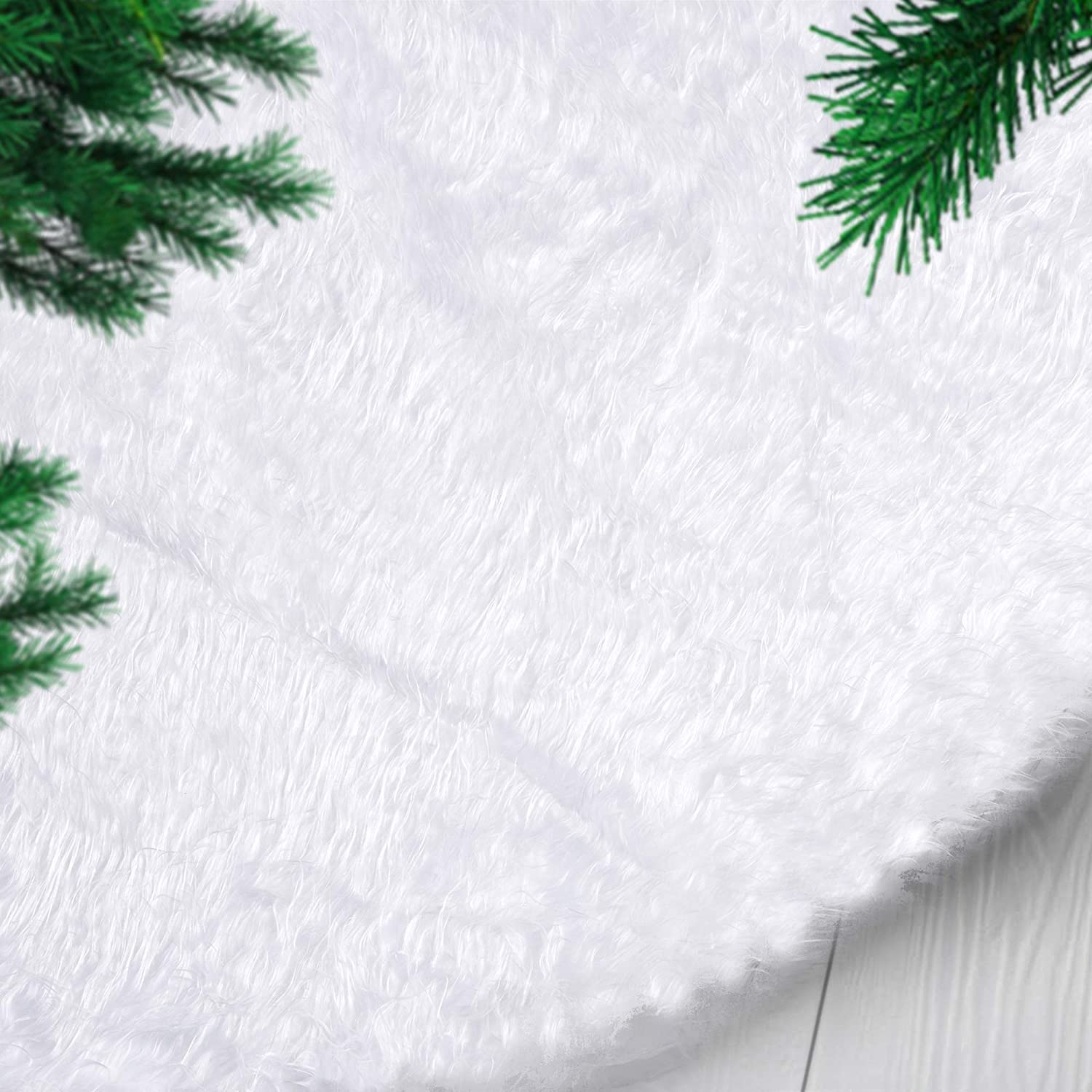 Jupe de Sapin Noel Blanc 48Inch Tapis de Sapin Couvre Pied Arbre de Noël Décoration 122cm