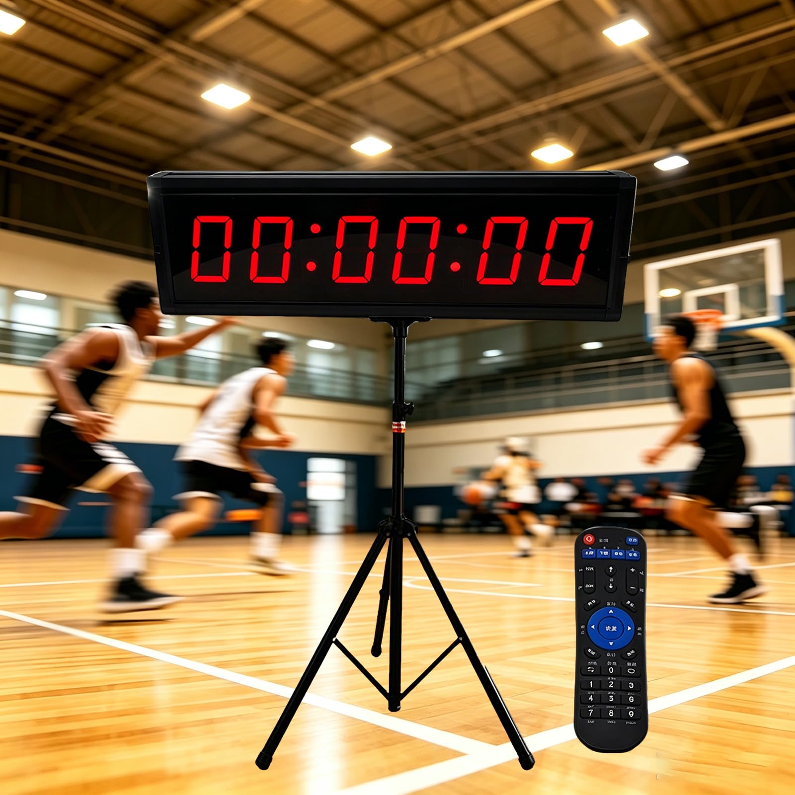 Cronómetro Led 6 Dígitos Para Carreras,cuenta Atrás/cuenta Adelante,20 Series Tiempo Simultáneas,alarma Sonora, Altura Del Trípode Ajustable,batería Larga Duración,temporizador Para Gimnasio