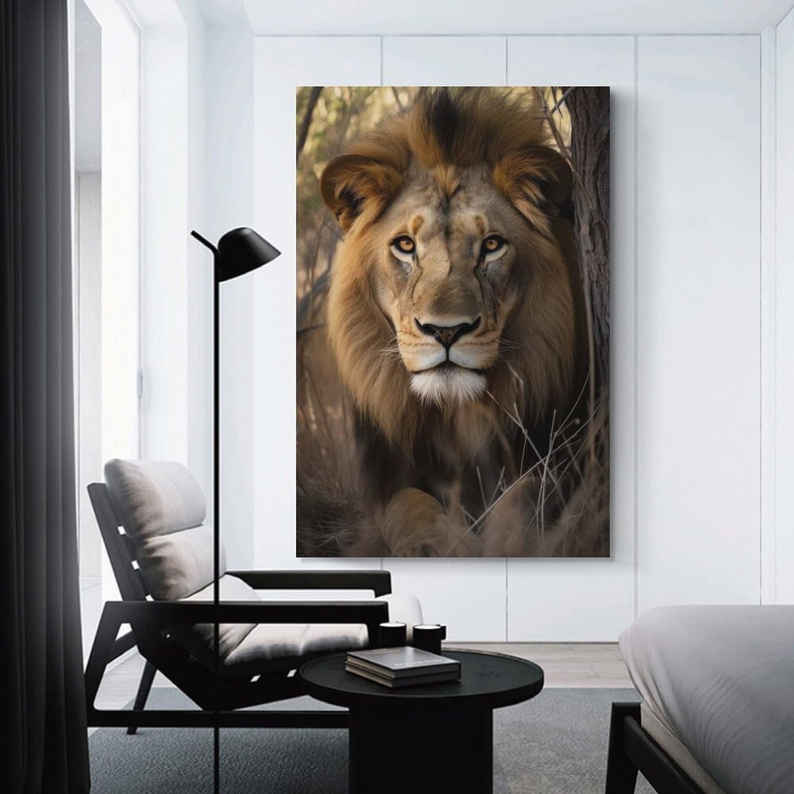 Junmoney Canvas Art Print Lion Wildlife Portrait, 12x18inch(30x45cm), for Gallery Wall Decor And Room Displays, Wall Decor Suited to Curated Displays