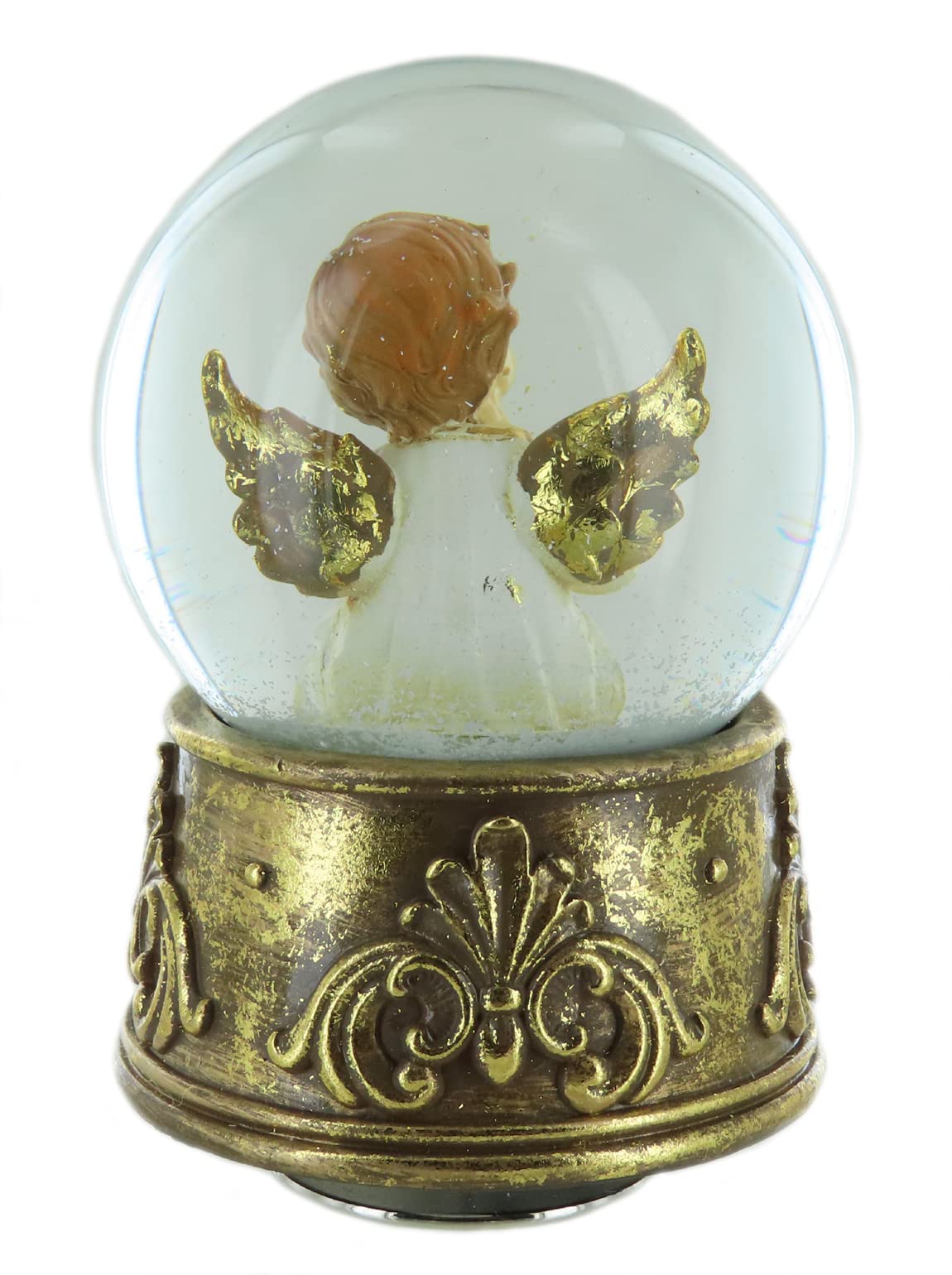 Boule à Neige Musicale animée de Noël avec Globe en Verre, boîte à Musique, Neige, Ange songeur et mécanisme Musical à Ressort de 18 Notes (Réf: 62066) - Ave Maria (Charles Gounod)