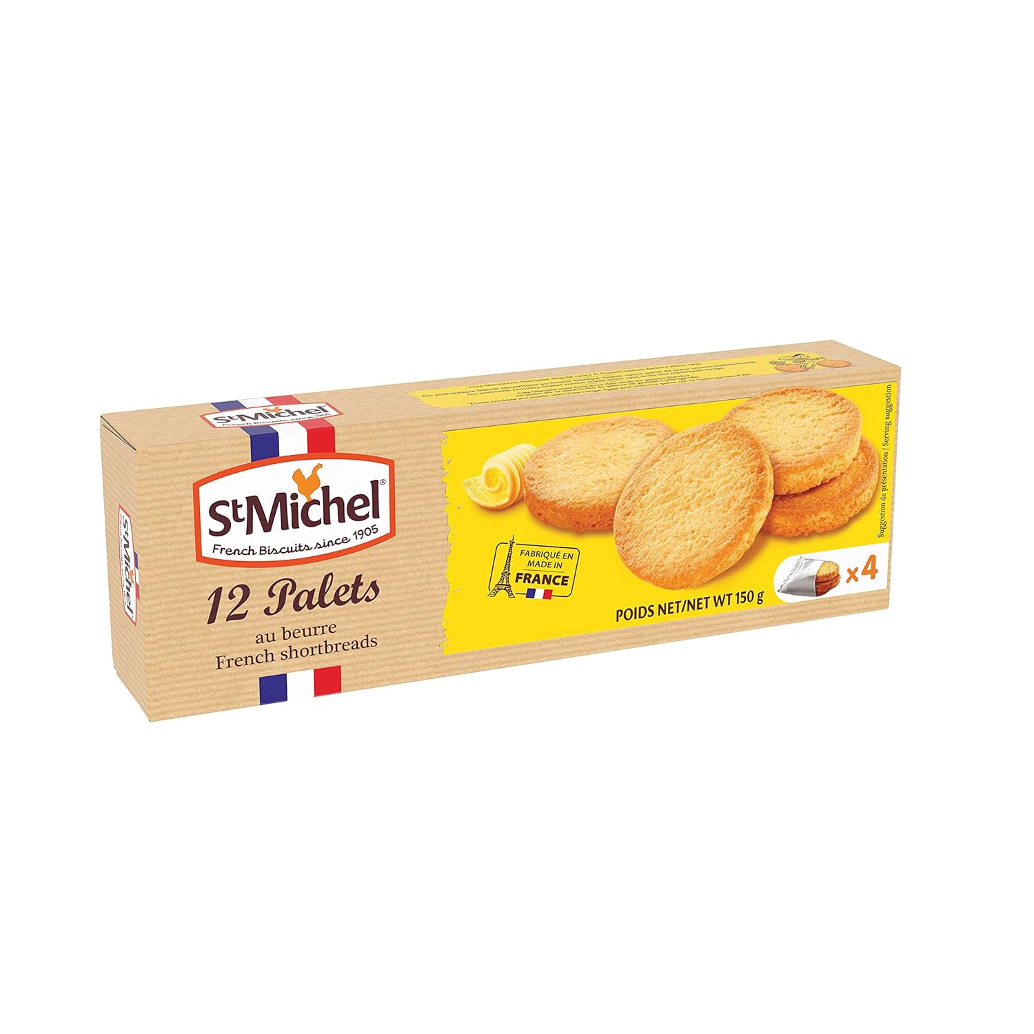 St. Michel Butter Palets Cookies - Real Butter, Free Range Eggs, Non-GMO French Treats, No Preservatives, 5.29 oz