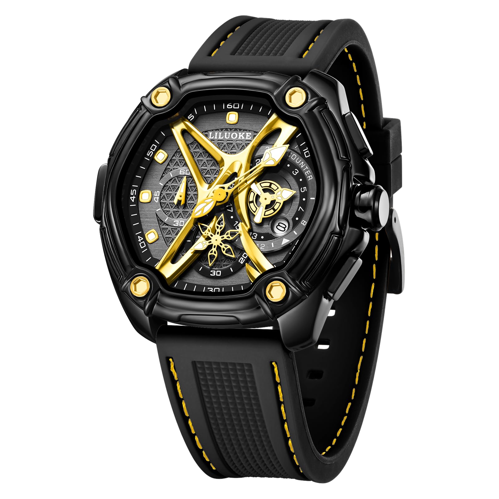 Mens Watches, Wrist Watches Luminous Design, Big Face Fashion Quartz Black Watch 30ATM, Casual Watch for Men Unique Gifts for Men — view 29