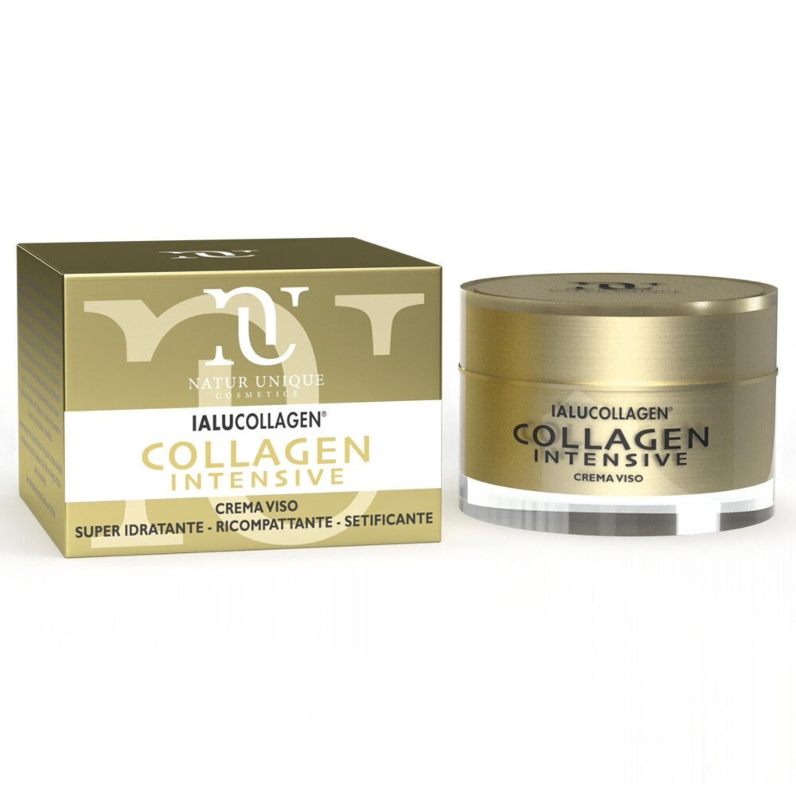 Ialucollagen Collagen Intensive Crema Viso Natur Unique | 8 Tipi di Collagene Marino | Con Acido Ialuronico e Succo di Aloe | Crema Viso Antirughe e Idratante per Tutti i Tipi di Pelle | 50 ml