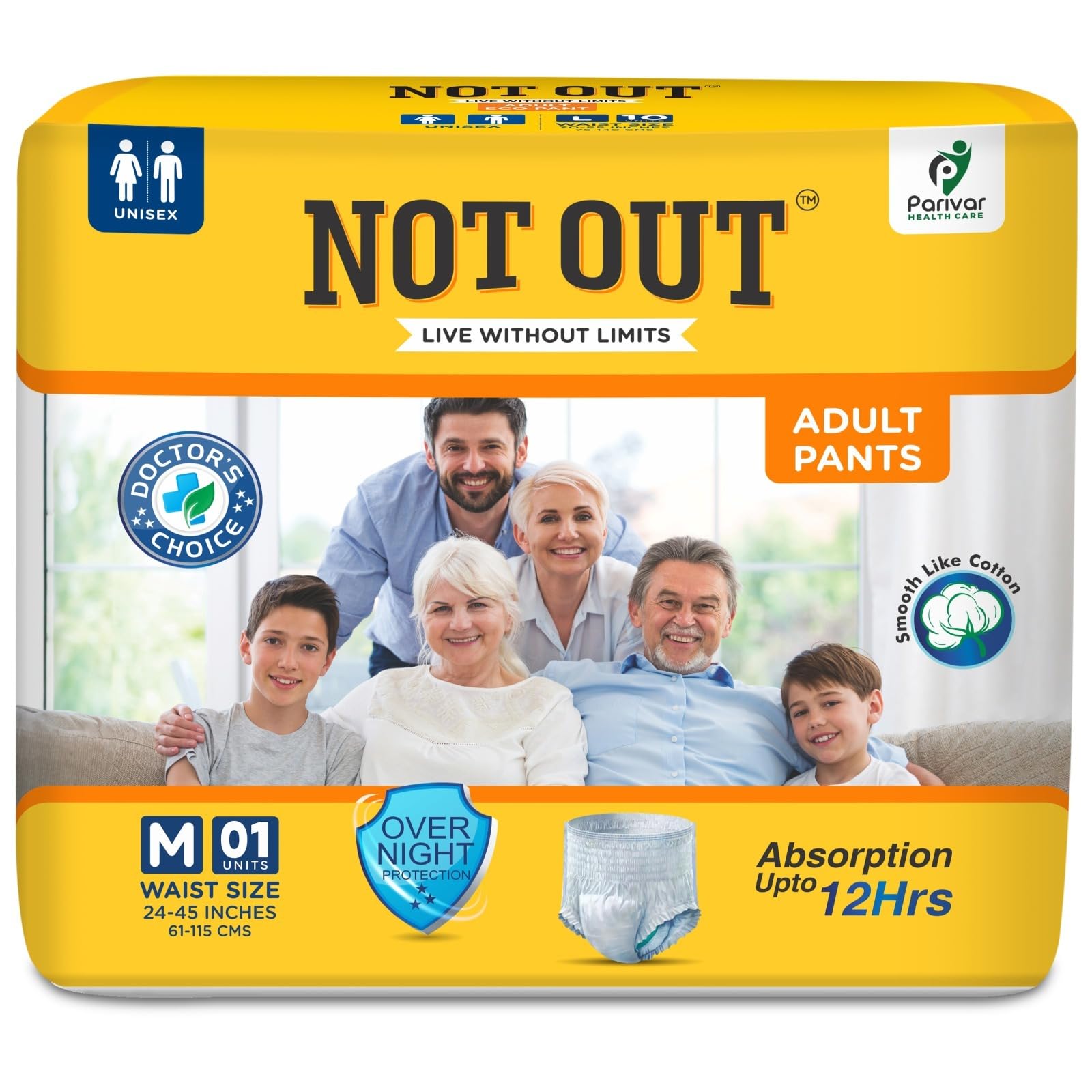 NOT OUT Adult Diaper Pants, Medium,Waist 61-115cm,Unisex, pack of 1 (1 count) (B0D3PY6KL6) Amazon Price History, Amazon Price Tracker