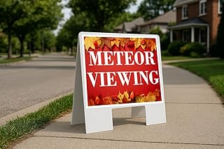 Meteor Viewing Autumn Frame Colorful Maple Leaves On Red Background A-Frame Double Sided 23x23 in. sign