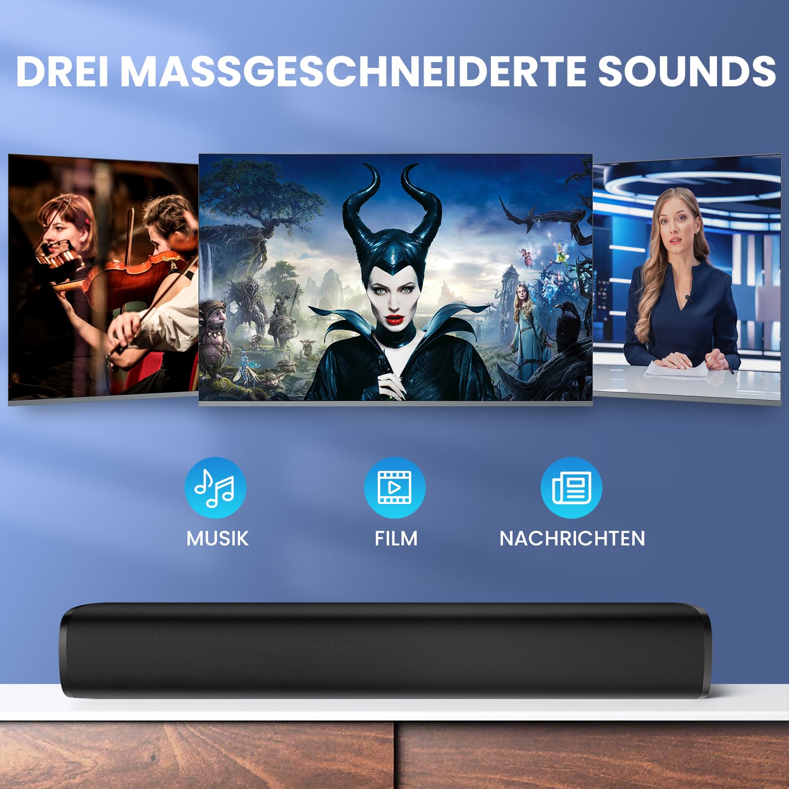 Soundbar for TV, 56 W Speakers with Bluetooth 5.3/ARC/Optical/AUX Inputs - Wall Mountable Home Theatre Surround Sound System Small Sound Bar for TV/PC/Gaming/Gift