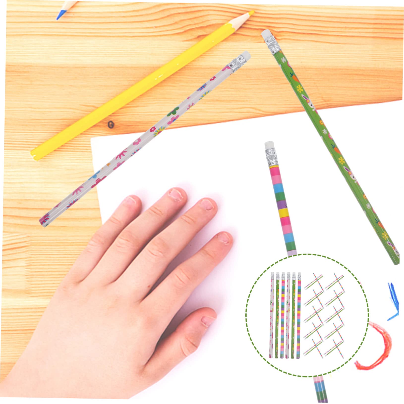 5 Ensembles Crayon Pâques Des Crayons Gomme Pastel Élèves Écrivant s De Pâques Avec Gommes À Dessin Portatif De Pâques Bois 40 Pièces * 5