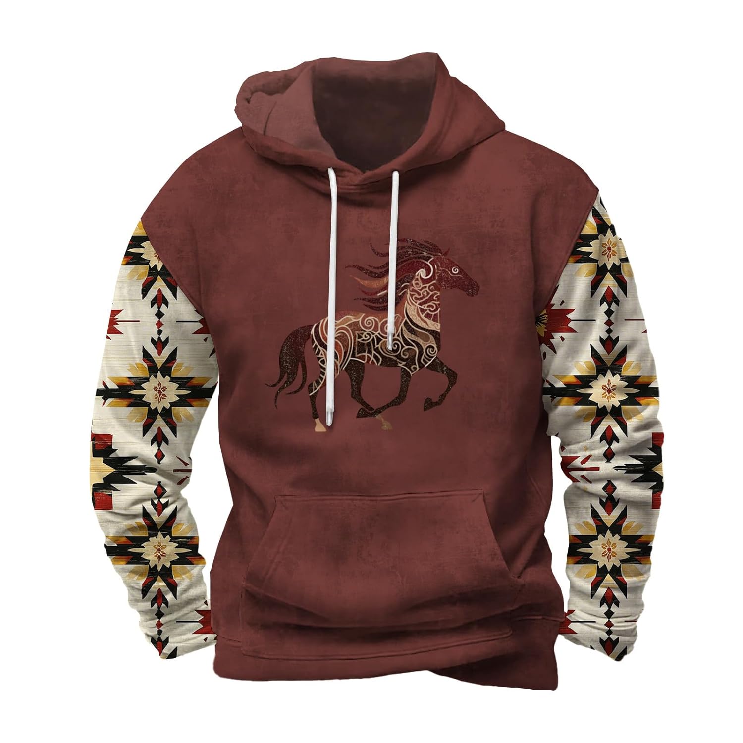 Mens Graphic Printed Hoodie Casual Long Sleeve Drawstring Hooded Sweatshirt Loose Fit Trendy Pullover for Fall