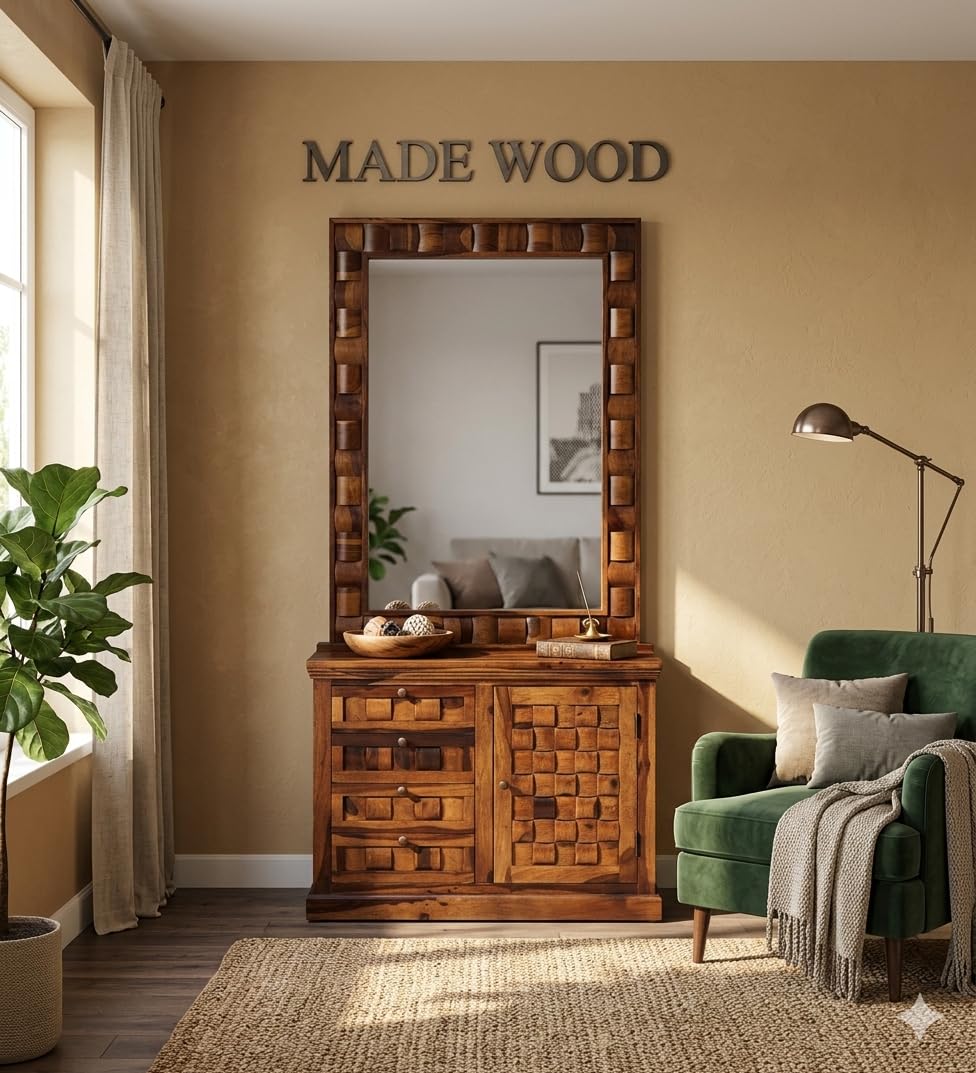 MADE WOOD Solid Dressing Table in Provincial Teak Finish-image-12