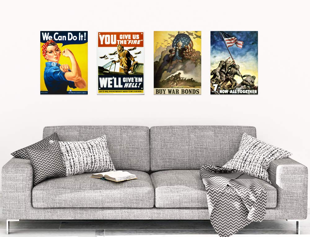 Artery8 Pacco 8 Poster Militari USA | Seconda Guerra Mondiale, Rosie Riveter, Zio Sam, Iwo Jima | Stampe Premium 30x40cm | Arredamento Parete