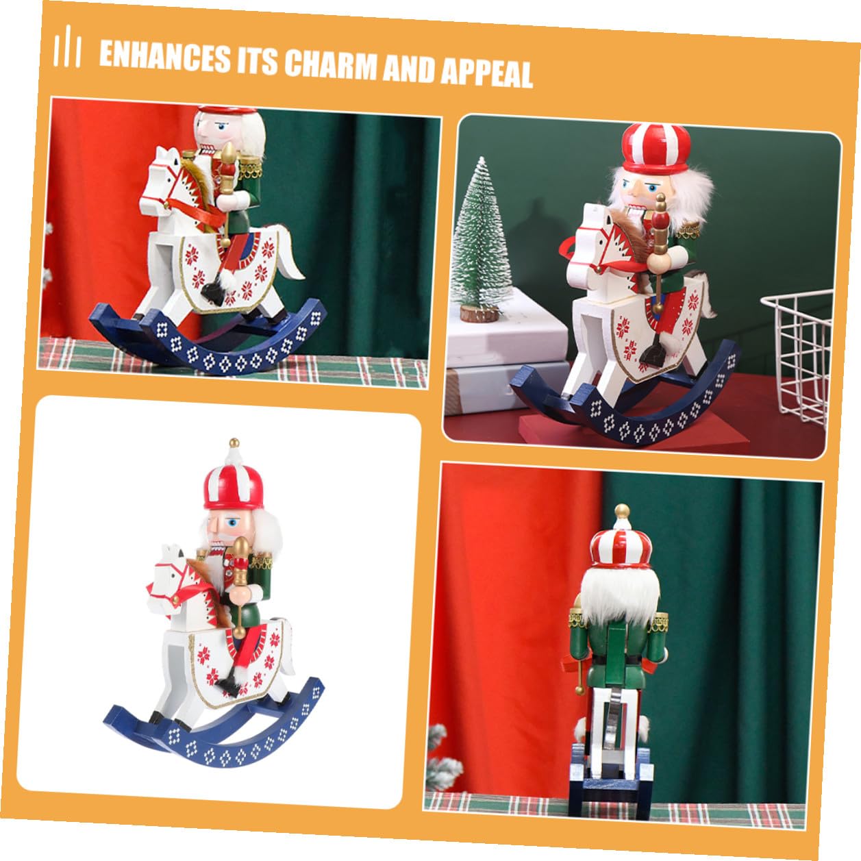 Garneck Holz Nussknacker Figur für Weihnachtsdeko Stehender Nussknacker mit Details Christbaumschmuck aus Holz für Tischdekoration