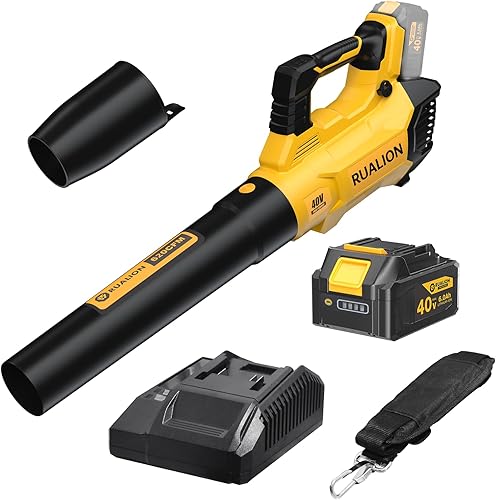 Soplador de hojas inalámbrico de hasta 620 CFM, 180 MPH-40V, soplador de hojas eléctrico inalámbrico con batería de 6.0 Ah y cargador, sopladores a