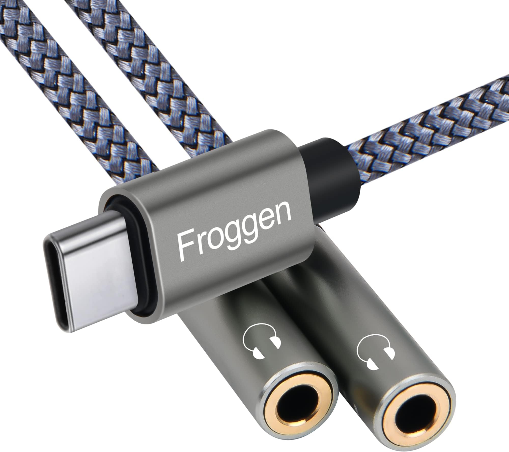 USB Type C to 3.5mm Female Headphone Jack Splitter, Dual Headphone Jack