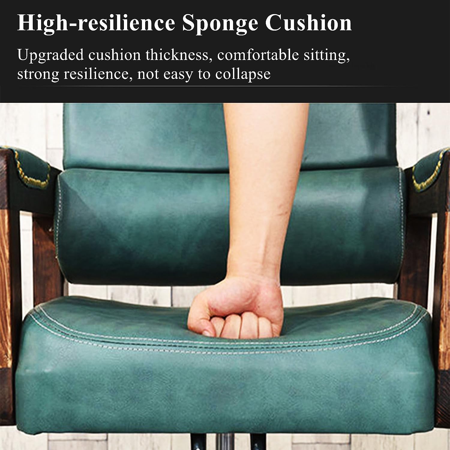 スタイリングチェア 美容 グリーンの合成皮革回転椅子｜スタイリング