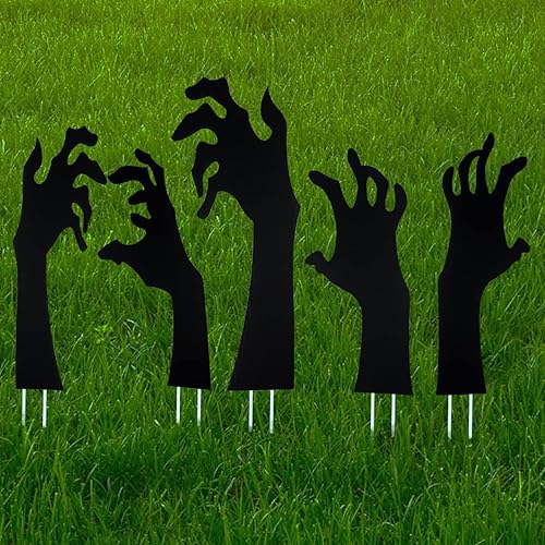 Anditoy 5 Pack Halloween Black Hands Yard Signs with Stakes Scary Silhouette Halloween Decorations for Outdoor Yard Lawn Garden Decor