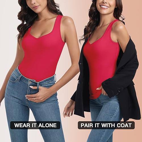 Miniatura 2 de WOWENY Camiseta sin mangas de forro polar térmico para mujer, sin mangas, cuello corazón, chaleco de invierno, ropa interior, camiseta cálida