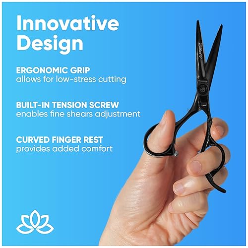 Vista 58 de Equinox - Juego de tijeras de peluquero profesional, incluye tijeras y tijeras de adelgazamiento para cortar el cabello y aseo, accesorios de acero