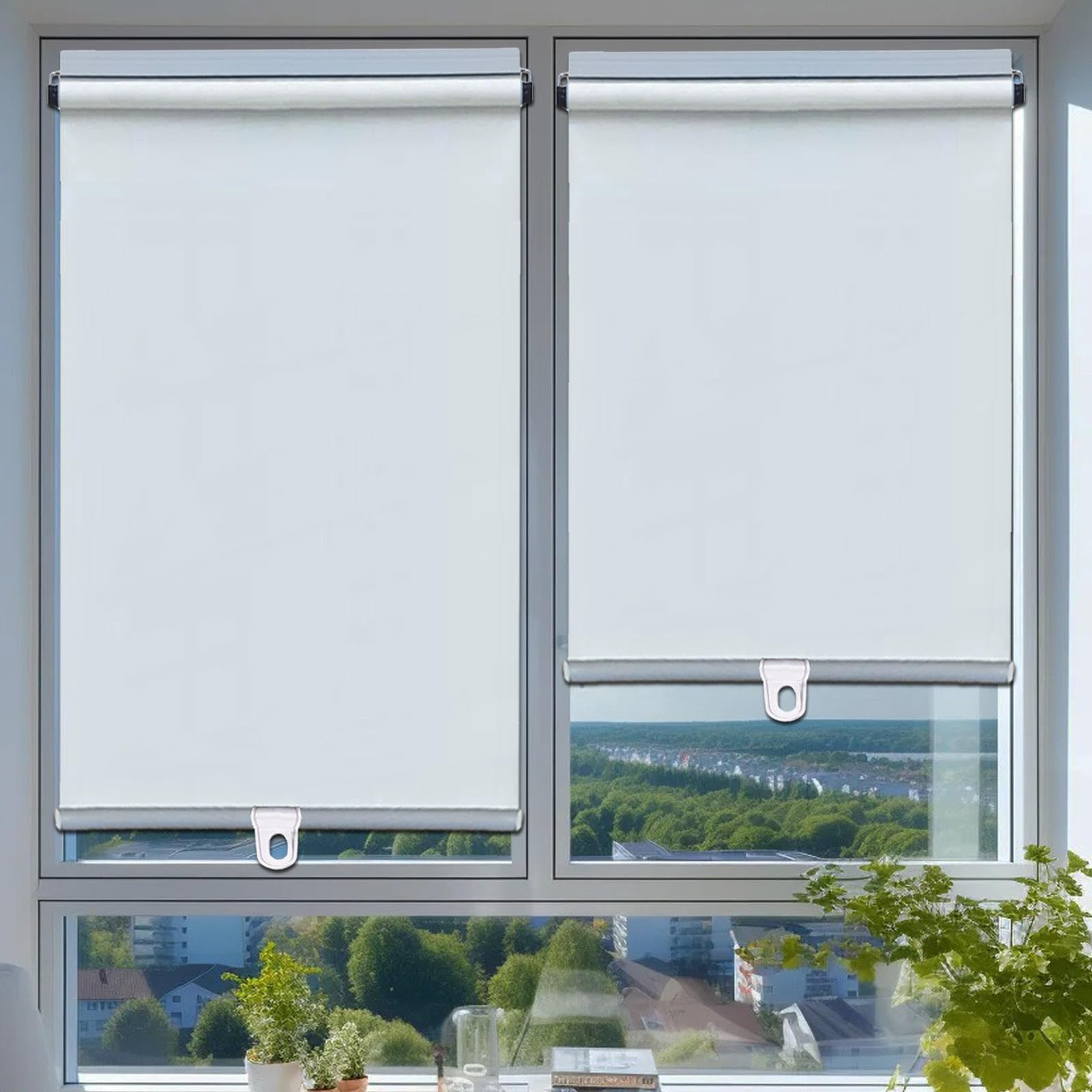 Roller Blinds 50cm 60cm 75cm 80cm 90cm 105cm 110cm 120cm Wide,Blackout Roller Shades,Thermal Insulated Blinds No Drilling,Retractable Balcony Sun Shades,Privacy Curtains,White-100x150cm(39.4x59in)