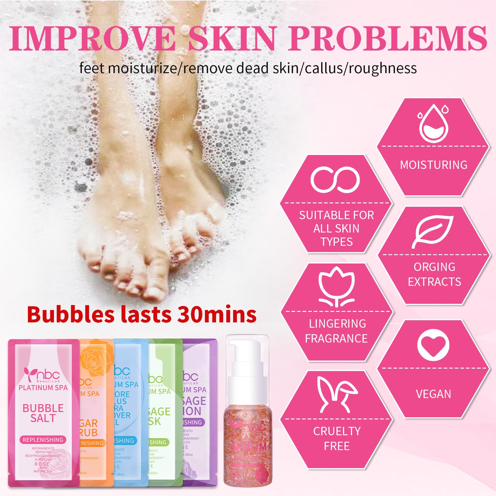 Pedicure Foot Spa Kit, 4-Step Foot Care Set