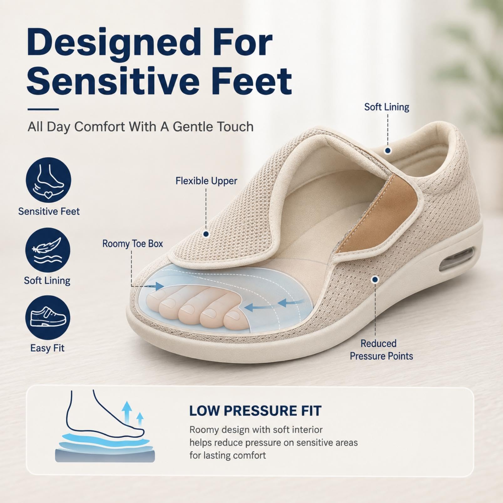 Generisch Diabetic Slippers Extra Wide Diabetic Shoes Arthritis Edema Swollen Feet